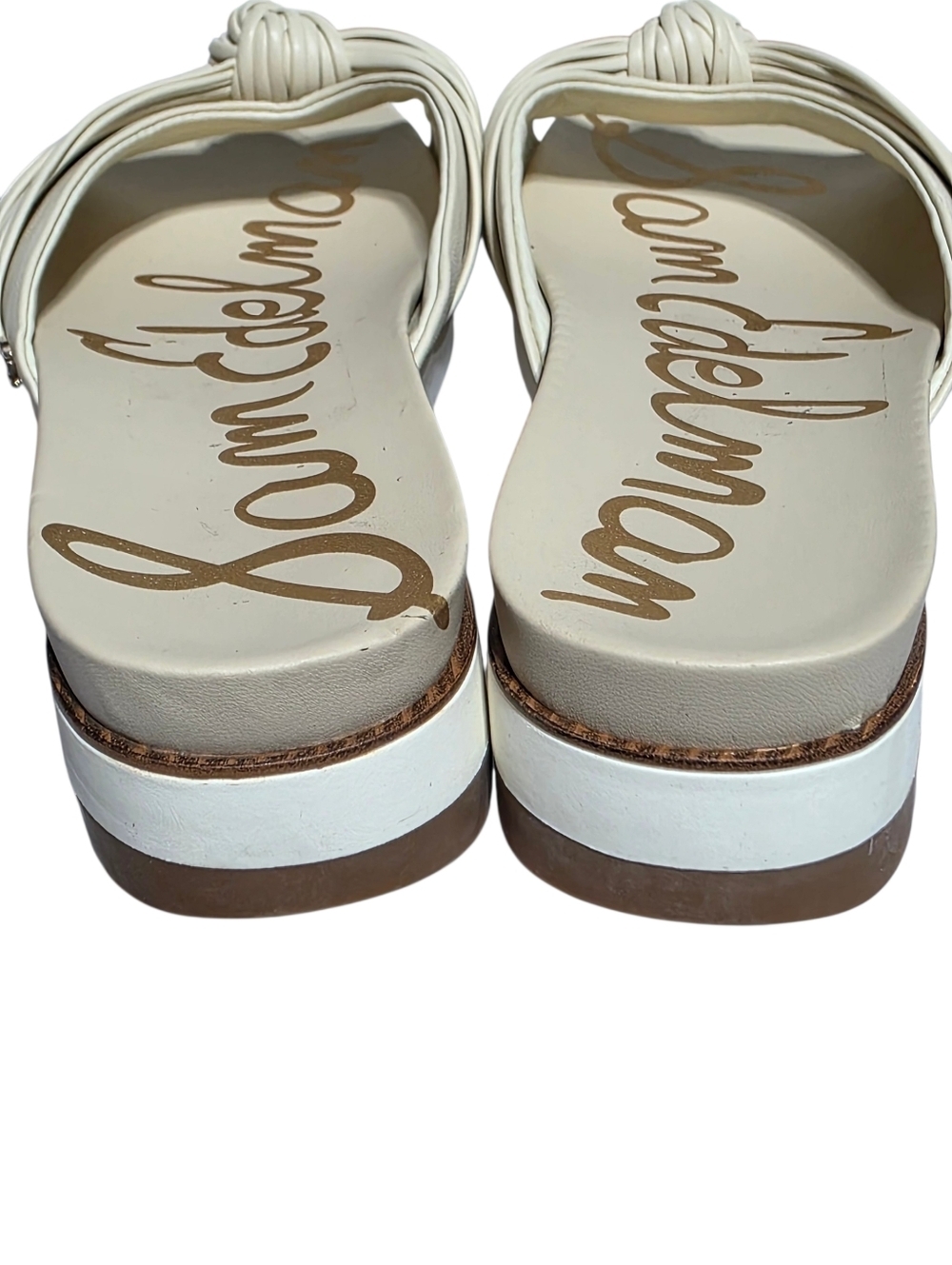 SAM EDELMAN ADRIEL KNOTTED PLATFORM SANDALS CREAM SZ 7.5 - Picture 10 of 12